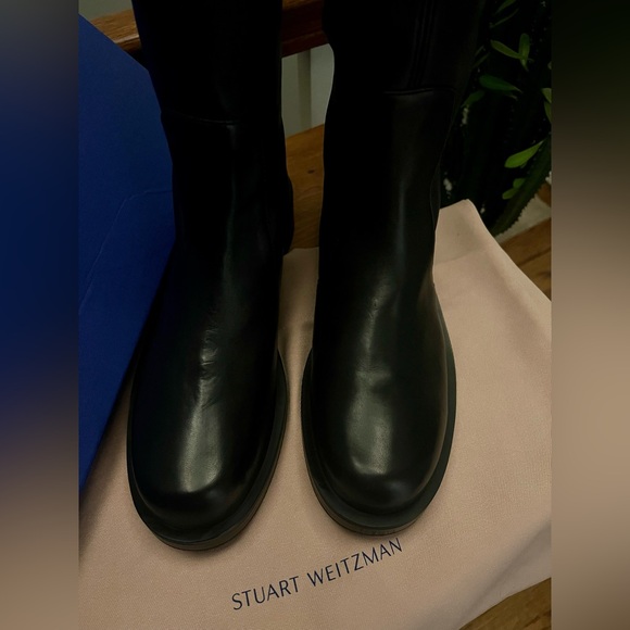 NIB Stuart Weitzman Mercer Bold Logo Slouch Black Boots Size 11 - Current Style - Picture 11 of 12